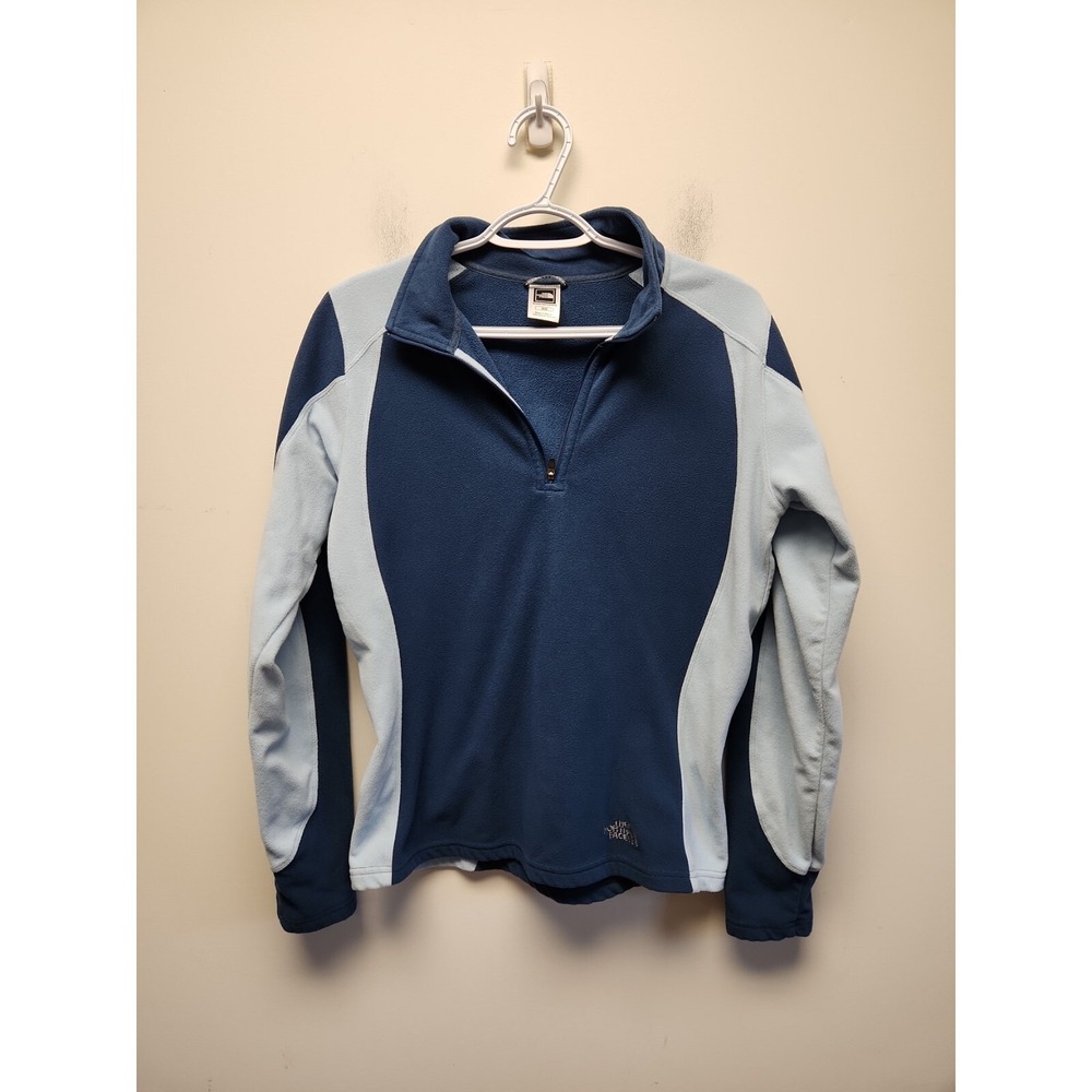 The North Face TKA100 women's fleece half zip front long sleeve blue size M